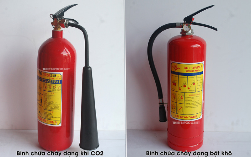 bình chữa cháy CO2 và bình chữa cháy dạng bột