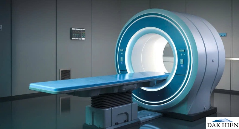Bình chứa helium lỏng dùng để làm lạnh cuộn dây siêu dẫn trong máy MRI