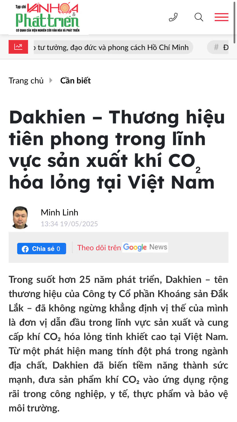báo văn hóa và phát triển nói về dakhien